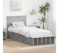 vidaXL Struttura del letto con lo scaffale Grigio cemento 90 x 190 cm
