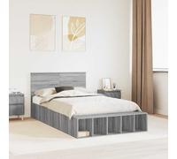 vidaXL Struttura del letto con lo scaffale Grigio Sonoma 135 x 190 cm