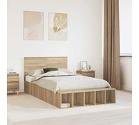 vidaXL Struttura del letto con lo scaffale Rovere Sonoma 135 x 190 cm