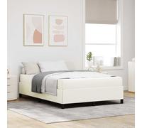 vidaXL Struttura del letto con materasso Crema 140 x 190 cm Tessuto, Struttura letto moderna, design rettangolare e resistente per supporto al sonno, legno ingegnerizzato con materasso a molle