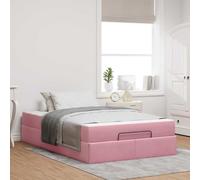 vidaXL Struttura del letto con materasso Rosa 120 x 190 cm Velluto, Letto moderno, struttura in velluto, con storage, materasso in schiuma, soluzioni decorative innovative