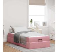vidaXL Struttura del letto con materasso Rosa 90 x 190 cm Velluto, Letto moderno, struttura in velluto, con storage, materasso in schiuma, soluzioni decorative innovative
