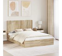 vidaXL Struttura del letto con stoccaggio e testata 3 pcs, Letto moderno con contenitore, struttura rettangolare, legno ingegnerizzato, design slattato, salva spazio per la casa