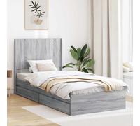 vidaXL Struttura per letto con contenitore e testiera da 3 pezzi, letto con telaio rettangolare e stile, in legno moderno, mobile funzionale per la camera da letto, design salvaspazio