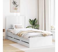 vidaXL Struttura del letto con stoccaggio e testata Bianco, Letto Retangolare Chic, Struttura Moderna, Stoccaggio Multifunzionale, Legno Ingegnerizzato, Mobili Per Camera Ordinata
