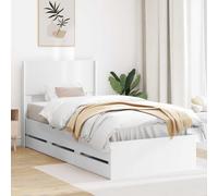 vidaXL Struttura del letto con stoccaggio e testata Bianco, Essenziali per la camera, letto moderno con design rettangolare, spazio per riporre mobili contemporanei