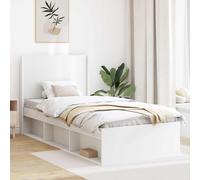 vidaXL Struttura del letto con stoccaggio e testata Bianco 75 x 190 cm, Struttura Letto Moderna, Testiera Alla Moda, Ripostiglio Rettangolare per Risparmio Spazio, Mobili Funzionali