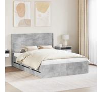 Struttura del letto con stoccaggio e testata Grigio Cemento