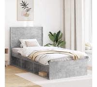 vidaXL Struttura del letto con stoccaggio e testata Grigio Cemento, Struttura Letto Moderna, Testiera Alla Moda, Ripostiglio Rettangolare per Risparmio Spazio, Mobili Funzionali
