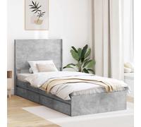 vidaXL Struttura del letto con stoccaggio e testata Grigio Cemento, Letto moderno con contenitore, struttura rettangolare, legno ingegnerizzato, design slattato, salva spazio per la casa
