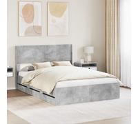 vidaXL Struttura del letto con stoccaggio e testata Grigio Cemento, Essenziali per la camera, letto moderno con design rettangolare, spazio per riporre mobili contemporanei