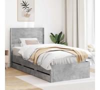 vidaXL Struttura del letto con stoccaggio e testata Grigio Cemento, Essenziali per la camera, letto moderno con design rettangolare, spazio per riporre mobili contemporanei