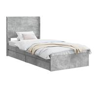 vidaXL Struttura del letto con stoccaggio e testata Grigio Cemento, Letto moderno con contenitore, struttura rettangolare, legno ingegnerizzato, design slattato, salva spazio per la casa