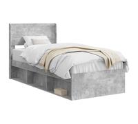 vidaXL Struttura del letto con stoccaggio e testata Grigio Cemento, Letto Moderno, Forma Rettangolare, Soluzione per Riporre, Design a Listelli, Stile Funzionale, Arredo Pratico