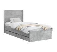 vidaXL Struttura del letto con stoccaggio e testata Grigio Cemento, Letto Retangolare Chic, Struttura Moderna, Stoccaggio Multifunzionale, Legno Ingegnerizzato, Mobili Per Camera Ordinata