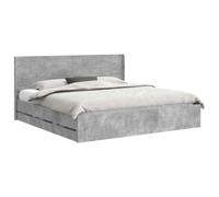 vidaXL Struttura del letto con stoccaggio e testata Grigio Cemento, Letto Retangolare Chic, Struttura Moderna, Stoccaggio Multifunzionale, Legno Ingegnerizzato, Mobili Per Camera Ordinata