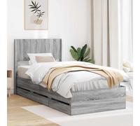 vidaXL Struttura del letto con stoccaggio e testata Grigio Sonoma, Essenziali per la camera, letto moderno con design rettangolare, spazio per riporre mobili contemporanei