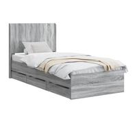 vidaXL Struttura del letto con stoccaggio e testata Grigio Sonoma, Letto Retangolare Chic, Struttura Moderna, Stoccaggio Multifunzionale, Legno Ingegnerizzato, Mobili Per Camera Ordinata