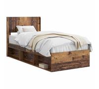 vidaXL Struttura del letto con stoccaggio e testata Legno antico, Letto Moderno, Forma Rettangolare, Soluzione per Riporre, Design a Listelli, Stile Funzionale, Arredo Pratico