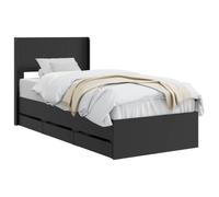 vidaXL Struttura del letto con stoccaggio e testata Nero 100 x 200 cm, Essenziali per la camera, letto moderno con design rettangolare, spazio per riporre mobili contemporanei