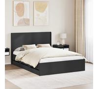 vidaXL Struttura del letto con stoccaggio e testata Nero 150 x 200 cm, Letto Retangolare Chic, Struttura Moderna, Stoccaggio Multifunzionale, Legno Ingegnerizzato, Mobili Per Camera Ordinata