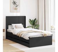 vidaXL Struttura del letto con stoccaggio e testata Nero 75 x 190 cm, Essenziali per la camera, letto moderno con design rettangolare, spazio per riporre mobili contemporanei
