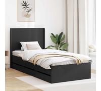 vidaXL Struttura del letto con stoccaggio e testata Nero 75 x 190 cm, Letto Retangolare Chic, Struttura Moderna, Stoccaggio Multifunzionale, Legno Ingegnerizzato, Mobili Per Camera Ordinata