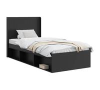 vidaXL Struttura del letto con stoccaggio e testata Nero 75 x 190 cm, Struttura Letto Moderna, Testiera Alla Moda, Ripostiglio Rettangolare per Risparmio Spazio, Mobili Funzionali