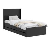 vidaXL Struttura del letto con stoccaggio e testata Nero 90 x 190 cm, Letto Retangolare Chic, Struttura Moderna, Stoccaggio Multifunzionale, Legno Ingegnerizzato, Mobili Per Camera Ordinata