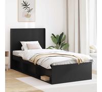 vidaXL Struttura del letto con stoccaggio e testata Nero 90 x 200 cm