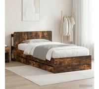 vidaXL Telaio del letto con storage Rovere Fumo 90 x 190 cm, Letto moderno e pratico, telaio rettangolare, arredamento elegante per la camera, casa ordinata
