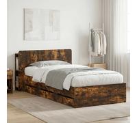 vidaXL Telaio del letto con storage Rovere Fumo 100 x 200 cm, Letto moderno e pratico, telaio rettangolare, arredamento elegante per la camera, casa ordinata
