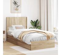 vidaXL Struttura del letto con stoccaggio e testata Rovere Sonoma