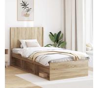 vidaXL Struttura letto con contenitore e testiera in rovere Sonoma