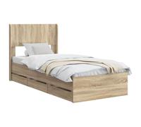 vidaXL Struttura del letto con stoccaggio e testata Rovere Sonoma, Essenziali per la camera, letto moderno con design rettangolare, spazio per riporre mobili contemporanei