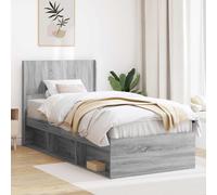 vidaXL Struttura del letto con stoccaggio e testata Sonoma grigio, Letto Moderno, Forma Rettangolare, Soluzione per Riporre, Design a Listelli, Stile Funzionale, Arredo Pratico