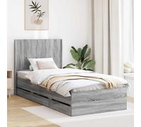 vidaXL Struttura del letto con stoccaggio e testata Grigio Sonoma, Letto Retangolare Chic, Struttura Moderna, Stoccaggio Multifunzionale, Legno Ingegnerizzato, Mobili Per Camera Ordinata