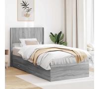 vidaXL Struttura del letto con stoccaggio e testata Sonoma grigio, Letto rettangolare moderno, stile pratico, risparmio di spazio, base slatted per la tua stanza