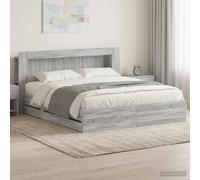 vidaXL Telaio del letto con storage Sonoma grigio 200 x 200 cm, Letto moderno e pratico, telaio rettangolare, arredamento elegante per la camera, casa ordinata