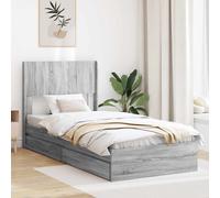 vidaXL Struttura del letto con stoccaggio e testata Sonoma grigio