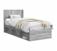 vidaXL Struttura del letto con stoccaggio e testata Sonoma grigio, Letto Moderno, Forma Rettangolare, Soluzione per Riporre, Design a Listelli, Stile Funzionale, Arredo Pratico