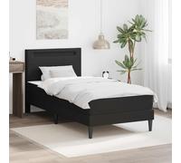 vidaXL Struttura del letto con strisce LED Nero 90 x 190 cm Similpelle, Struttura letto moderna, design chic versatile, comoda per dormire, con spazio sotto il letto, facile da montare