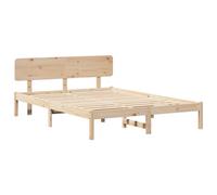 vidaXL Struttura del Letto con testiera a Parete, 150 x 200 cm, in Legno massello di Pino. Robusta, dal Design Minimalista, Ottima per Risparmiare Spazio nella Camera da Letto. È Una Piattaforma per