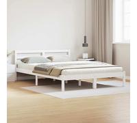 vidaXL Struttura del letto con testiera Bianca 140x220 cm Legno massello di pino