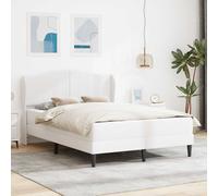 vidaXL Struttura del letto con testiera Bianco 140 x 200 cm Similpelle, Letto rettangolare moderno, in finta pelle elegante, facile da pulire, testiera imbottita comoda, base a doghe pratica