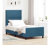 vidaXL Struttura del letto con testiera Blu scuro 90 x 190 cm Velluto, Camera moderna, letto in velluto, arredamento elegante, design minimalista, comfort per dormire, decorazione interna