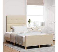 vidaXL Struttura del Letto con testiera Crema 120 x 190 cm Tessuto, Letto in Tessuto Minimalista, Design Contemporaneo, Comfort Eccezionale per Una Camera Elegante.