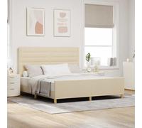 vidaXL Struttura del letto con testiera Crema 180 x 200 cm Tessuto