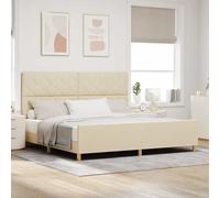 vidaXL Struttura del letto con testiera Crema 200 x 200 cm Tessuto