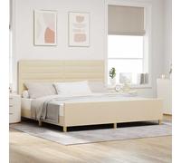 vidaXL Struttura del letto con testiera Crema 200 x 200 cm Tessuto